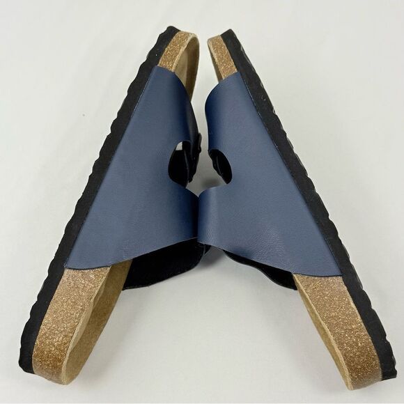 Cushionaire LANE Blue Nappa Leather Suede Pad Double Strap Slide Sandal - Picture 14 of 16